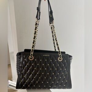 Guess Black Studded Quilted Shoulder Bag